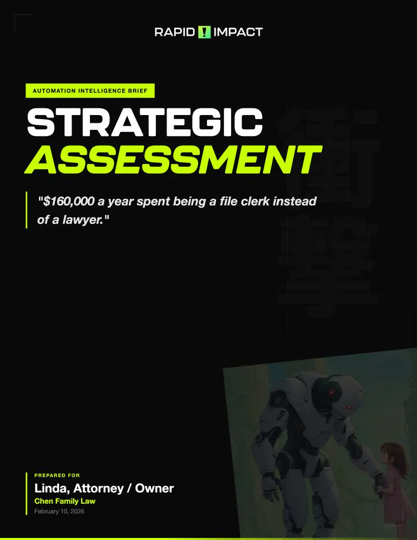 Sample brief, page one: the cover with the headline number